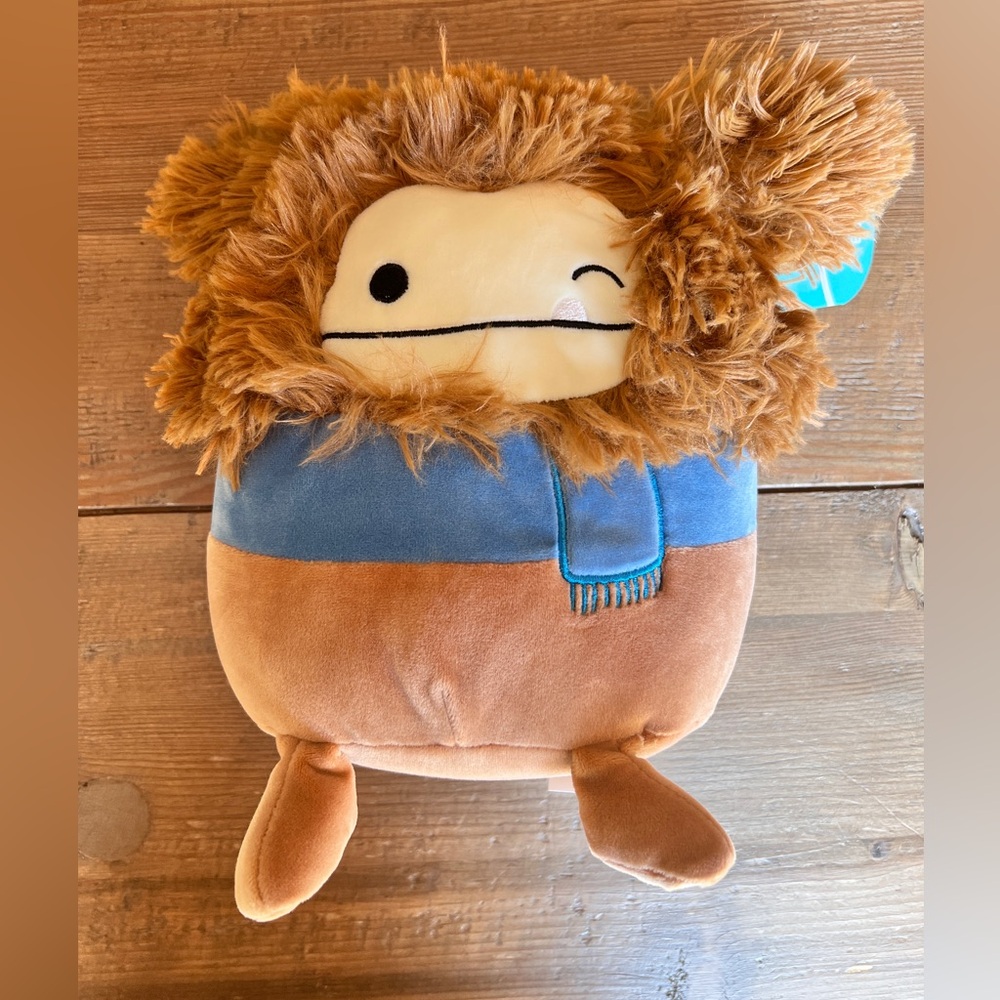 Squishnallows Benny the Bigfoot with a blue scarf